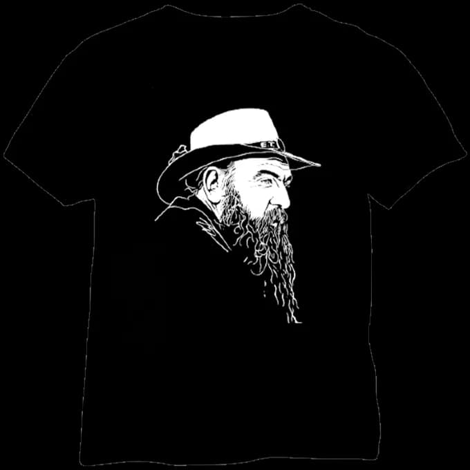 A black tee shirt with an image of Blaze in profile